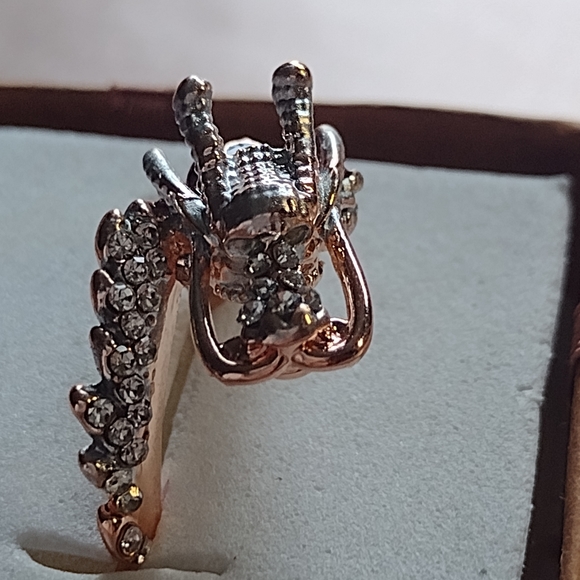 Japanese Dragon ring! Ruby scales sparkling dew point accents - Picture 4 of 5